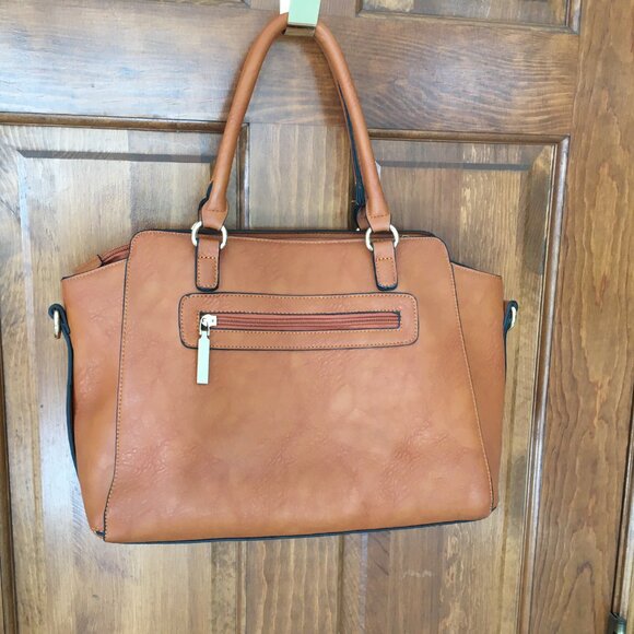 Luxurious Brown Handbag Goldtone Metal Trim Unbranded - Picture 4 of 10
